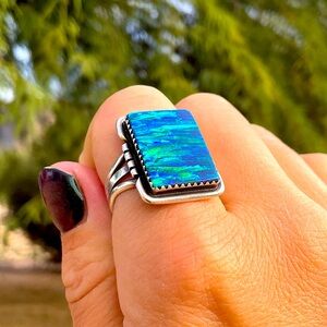 Native American Blue and Green Opal Ring